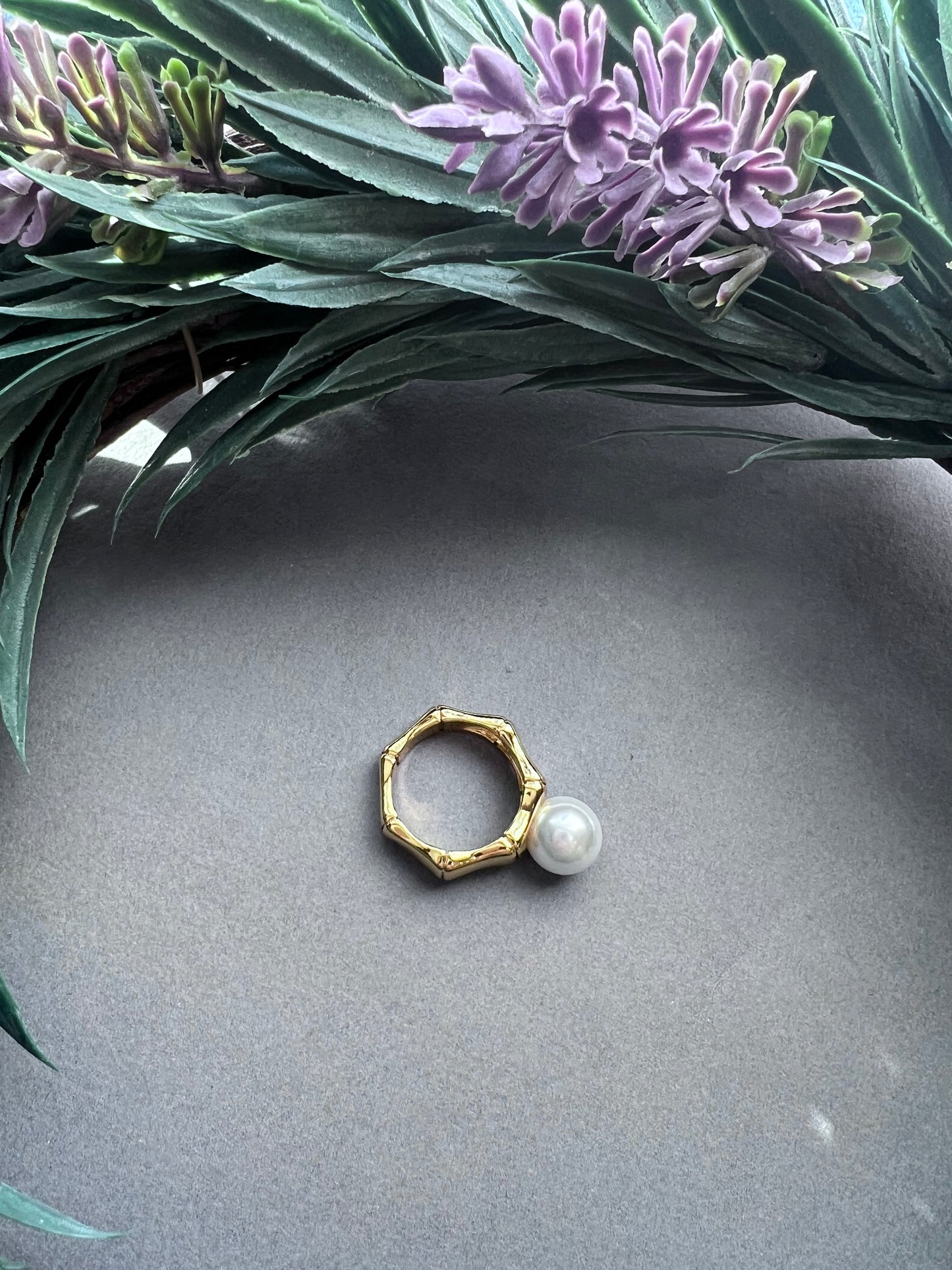 Oriental Bamboo Pearl Ring